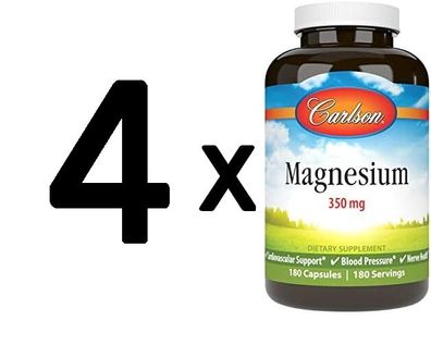 4 x Magnesium, 350mg - 180 caps