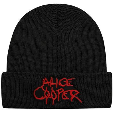 Alice Cooper Schwarze Beanie Mütze - Hard Rock Musik Beanies Mützen Caps Hats Hüte