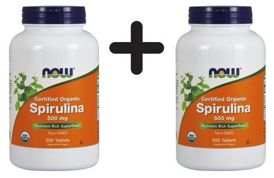 2 x Spirulina Certified Organic, 500mg - 500 tabs