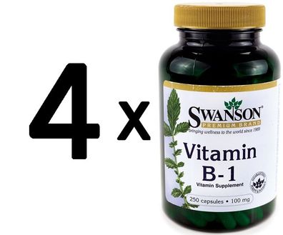 4 x Vitamin B-1 (Thiamin), 100mg - 250 caps