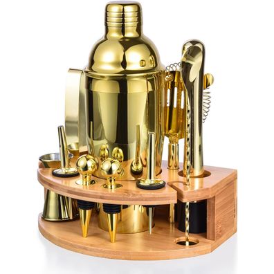 Cocktail Shaker Set Gold 750ML 12-Teilig Edelstahl Barkeeper Geschenk Kit