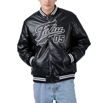 Fubu Herren Bomberjacke schwarz Varsity Leather Jacket 6075111