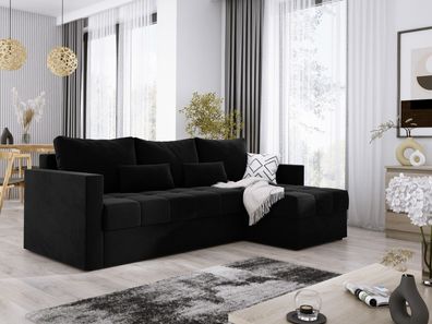 Ecksofa mit Schlaffunktion Bettkasten MIO Eckcouch Sofa Schlaffsofa Couch Schwarz