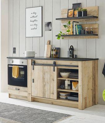 Küche Küchenzeile Single-Küche Used Wood Küchenblock Set 4-tlg. mit Soft-Close Stove