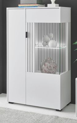 Vitrine Highboard in weiß matt Wohnzimmer Esszimmer Schrank mit Soft-Close Merced