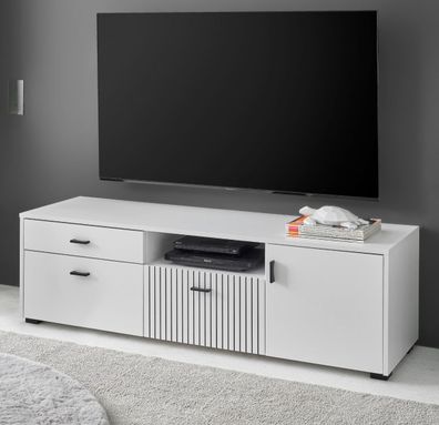 TV-Lowboard Unterschrank weiß matt Flat TV Unterteil mit Soft-Close Merced 150 cm