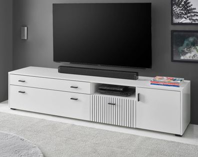 TV-Lowboard Unterschrank weiß matt XL TV Board mit Soft-Close Merced 200 x 44 cm