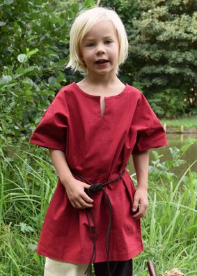 Kinder Mittelalter-Tunika Linus, kurzarm, rot