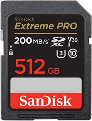 SanDisk Extreme PRO SDXC UHS-I Speicherkarte 512 GB (V30, 200 MB/ s, U3, 4K UHD)