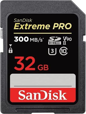 SanDisk Extreme PRO SDHC UHS-II Speicherkarte V90 32 GB (300 MB/ s 8K 4K Full HD)