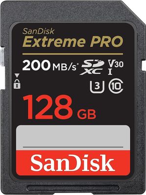 SanDisk Extreme PRO SDXC UHS-I Speicherkarte 128 GB (V30, 200 MB/ s, U3, 4K UHD)