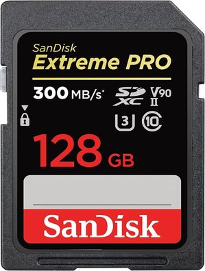 SanDisk Extreme PRO SDHC UHS-II Speicherkarte V90 128 GB (300 MB/ s 8K 4K Full HD
