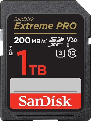 SanDisk Extreme PRO SDXC UHS-I Speicherkarte 1 TB (V30, 200 MB/ s, U3, 4K UHD)
