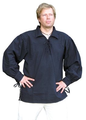 Spätmittelalter-Hemd aus Baumwolle, schwarz