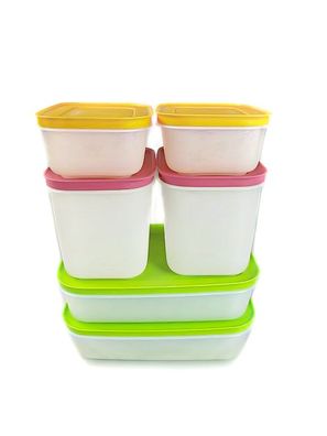 Tupperware Gefrier-Behälter 1,0L (2) + 1,1L (2) weiß-pink + 450ml (2) Eis-Kristall