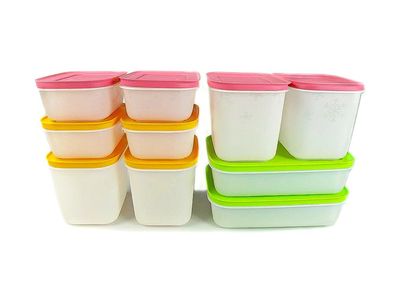 Tupperware Gefrier-Behälter 1,1L pink 1,0L grün + 450ml Eis-Kristall Eiskristall