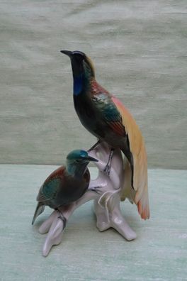 Ens "blau Volkstedt Thüringen Paradiesvogelpaar Vögel ca 26 x 18 cm
