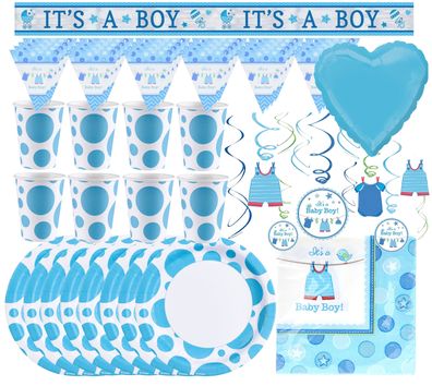 Babyparty-Set It's a Boy 47-teilig Es ist ein Junge Baby Gender Reveal Party