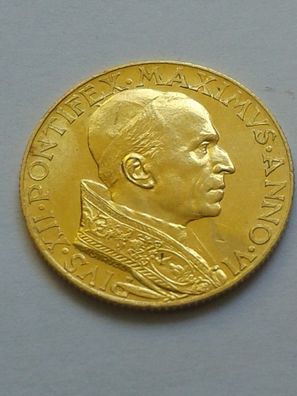 100 Lire 1944 Gold Vatikan Papst Pius XII. stempelglanz nur 1000 Stück geprägt - Rar