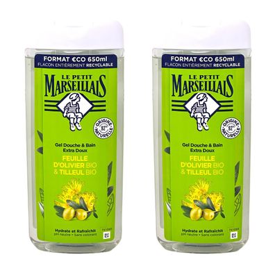 Le Petit Marseillais Duschgel und Badezusatz mit Olivenöl und Lindenblüten 2x 650 ml