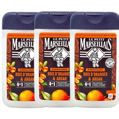 Le Petit Marseillais Duschgel mit Orangenholz und Argan 3 x 250 ml