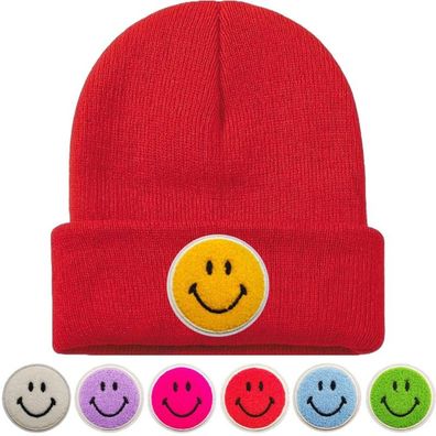 TOP HIT - Rote SMILEY Mütze mit Wünsch Smiley Hochwertige Caps Hüte Beanies