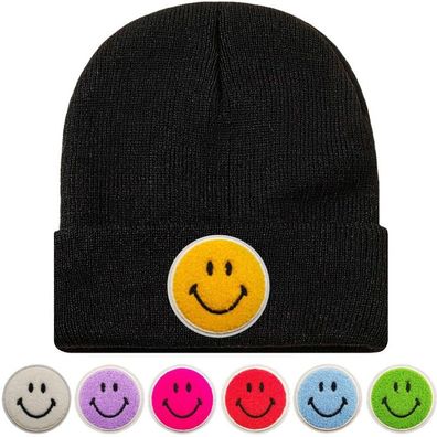TOP HIT - Schwarze SMILEY Mütze mit Wünsch Smiley Hochwertige Caps Hüte Beanies