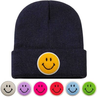 TOP HIT - Dunkelblaue SMILEY Mütze mit Wünsch Smiley Hochwertige Caps Hüte Beanies
