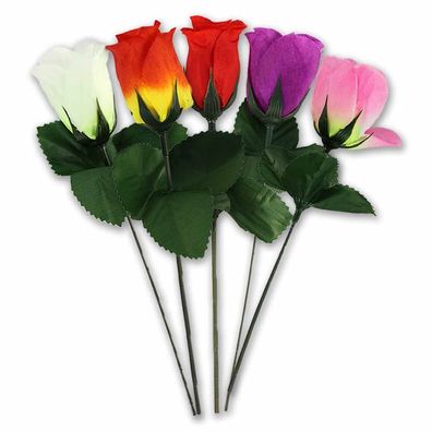 6 Stück Mini Rosen künstlich bunt für Schießbude - ca. 20 cm