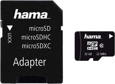 hama SanDisk microSDHC 32GB C10 + Adapter 22MB/ s schwarz