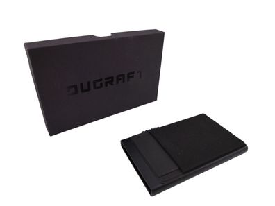 Dugraft Kartenhalter mit Geldfach Aluminium, Karten Organizer schwarz RFID Popup