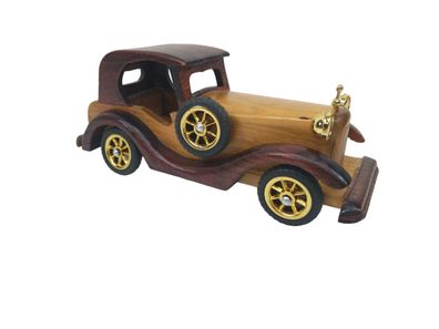Holzauto Deko Vintage Oldtimer aus Holz 20cm Modellauto