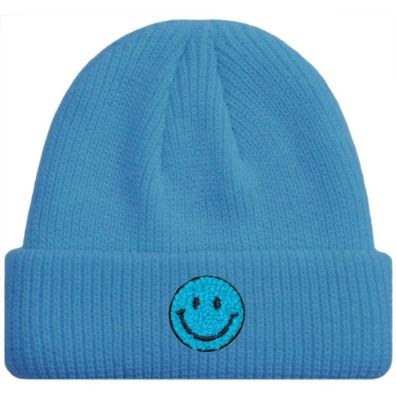 Türkisblaue SMILEY Kurze Mütze Trendige-Pastellfarben - Mützen Beanies Hüte Caps Hats