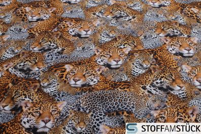 Stoff Baumwolle Rips Leopard allover Baumwollstoff Leo digital beduckt
