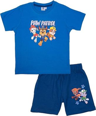 Paw Patrol Schlafanzug für Jungen 110/116 - Kinder Pyjama Set Kurzarm Oberteil ...