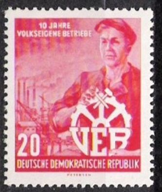 DDR Nr.527 * * 10 Jahre VEB 1956, postfrisch