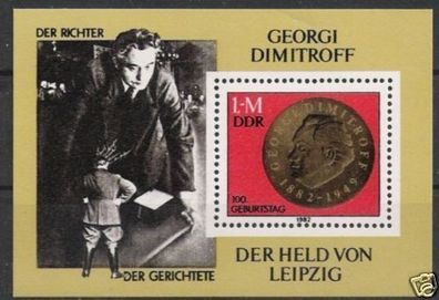 DDR Block Nr.68 * * Georgi Dimitrow 1982, postfrisch
