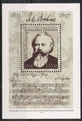 DDR Block Nr.69 * * Johannes Brahms 1983, postfrisch