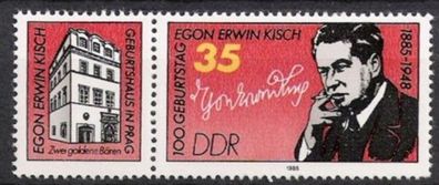 DDR Nr.2940 ZF * * Egon Erwin Kisch 1985, postfrisch