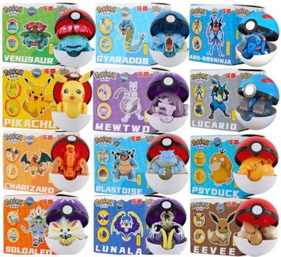 12 Verschidene Pokemon Figuren mit Pokéball - Lieferung erfolgt aus Deutschland!!