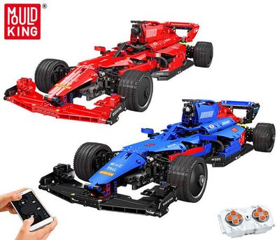RC Formel 1 Rennwagen, blau, rot von Mould King, 1065 Teile, 18024A, 18025A