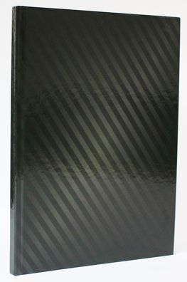 ADINA Notizbuch A4 fester Deckel liniert schwarz mit diagonalen Streifen