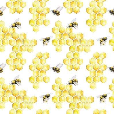 20 Servietten, Nutztiere, die Honigbiene, Bienen und Waben 33x33 cm