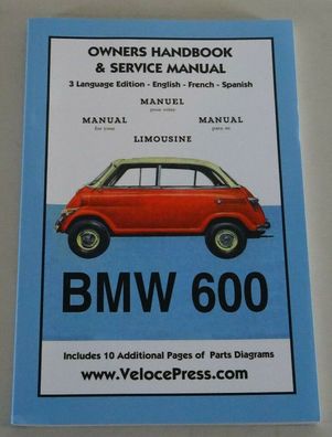 Werkstatthandbuch mit Betriebsanleitung BMW 600 "Große Isetta", Bauj. 1957-1959