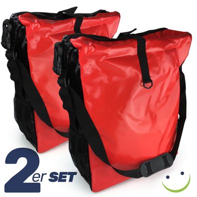 2x LKW-Plane Fahrradtasche Fahrrad Gepäckträgertasche Wasserdicht Rot