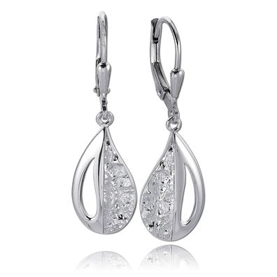 Balia Damen Ohrringe matt und gehämmert aus 925er Silber mit Zirkonia BAO0071SO