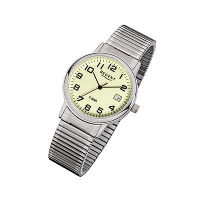 Regent Stahl Herren Uhr F-706 Quarzuhr Armband silber URF706