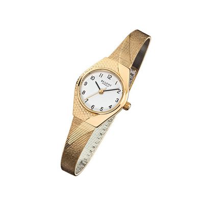 Regent Stahl Damen Uhr F-745 Quarzuhr Armband gold URF745