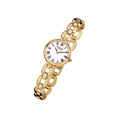 Regent Stahl Damen Uhr F-803 Quarzuhr Armband gold URF803