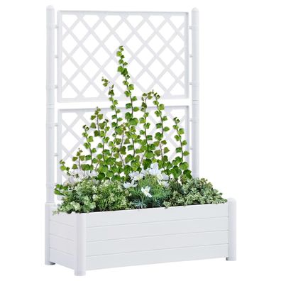 Gartenpflanzgefäß mit Spalier 100x43x142 cm PP Weiß